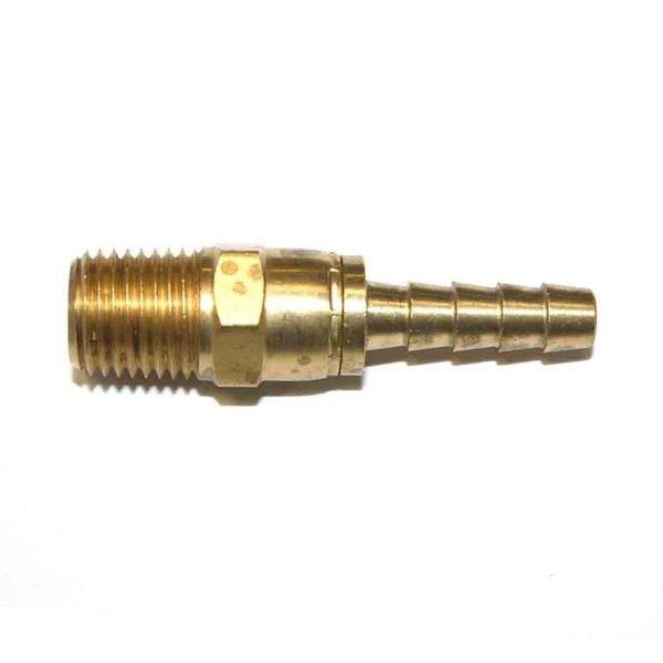 Interstate Pneumatics Brass Hose Fitting, Connector, 1/4 Inch Swivel Barb x 1/4 Inch Male NPT End, PK 6 FMS144-D6